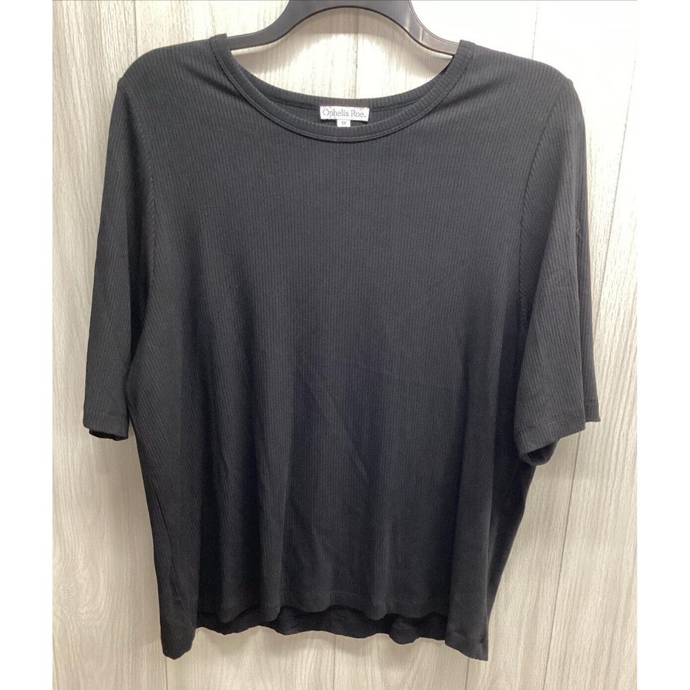 OPHELIA ROE Women's (Size 3X) Short Sleeve Round Neck‎ Shirt Rayon Spandex